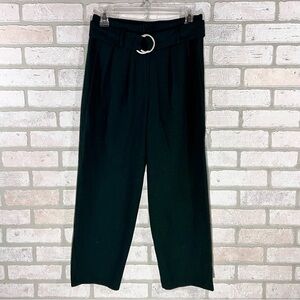 The Korner Emerald Green Belted High Waist Cropped Tapered Leg Trousers Size 4